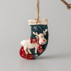 Christmas Stocking | Reindeer & Tree Motifs & Soft Fabric
