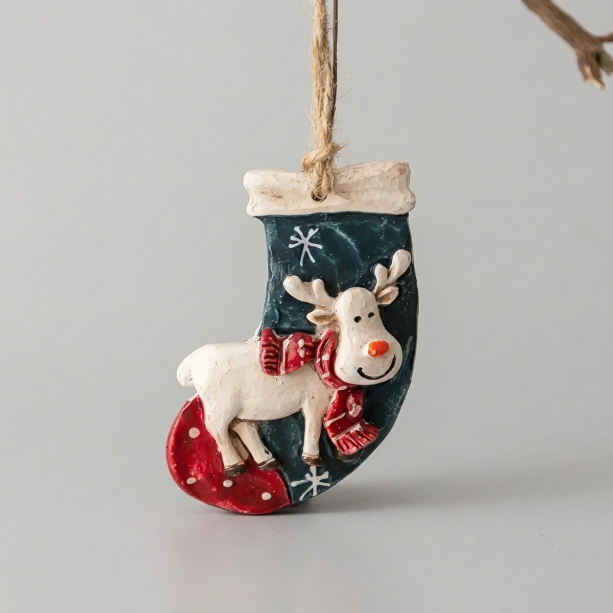 Christmas Stocking | Reindeer & Tree Motifs & Soft Fabric