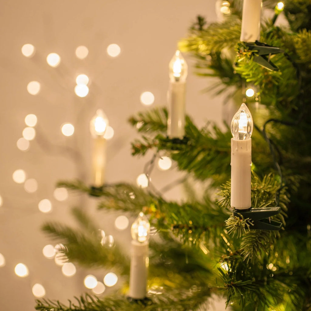 Christmas Tree Lights | LED Candle-Style Warm White & Clip-On | 14.7 m Length