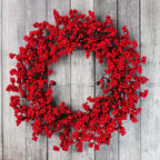 Christmas Wreath | Lifelike Red Berries & Cypress