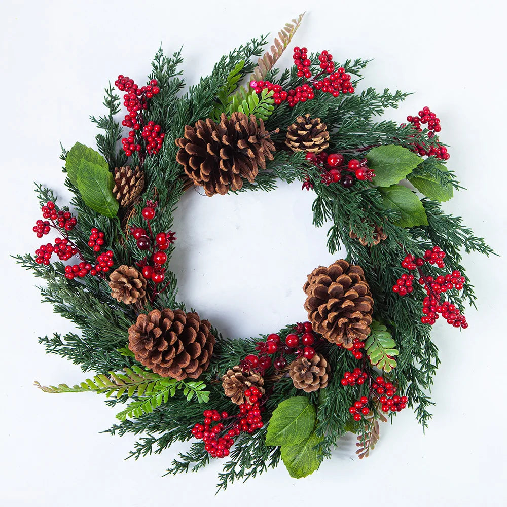 Christmas Wreath | Lifelike Red Berries & Cypress