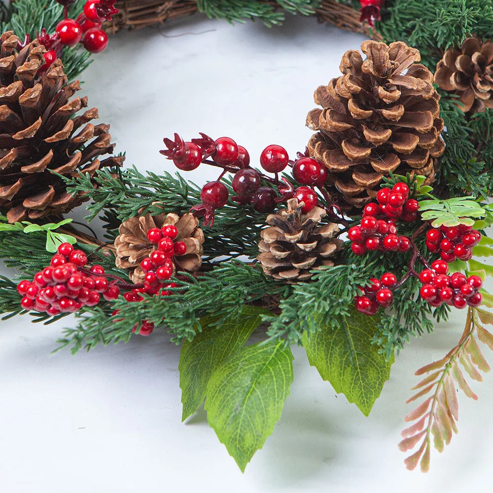 Christmas Wreath | Lifelike Red Berries & Cypress