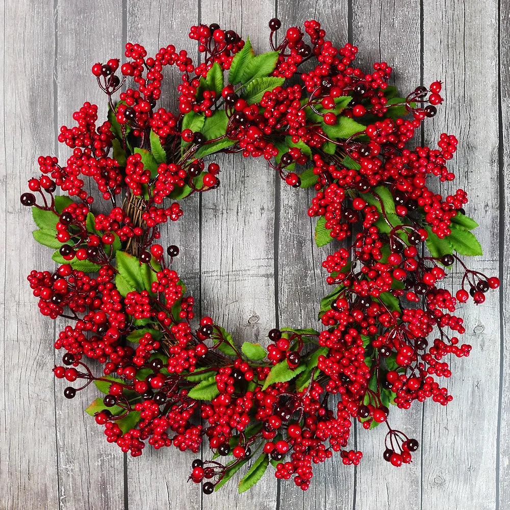 Christmas Wreath | Lifelike Red Berries & Cypress