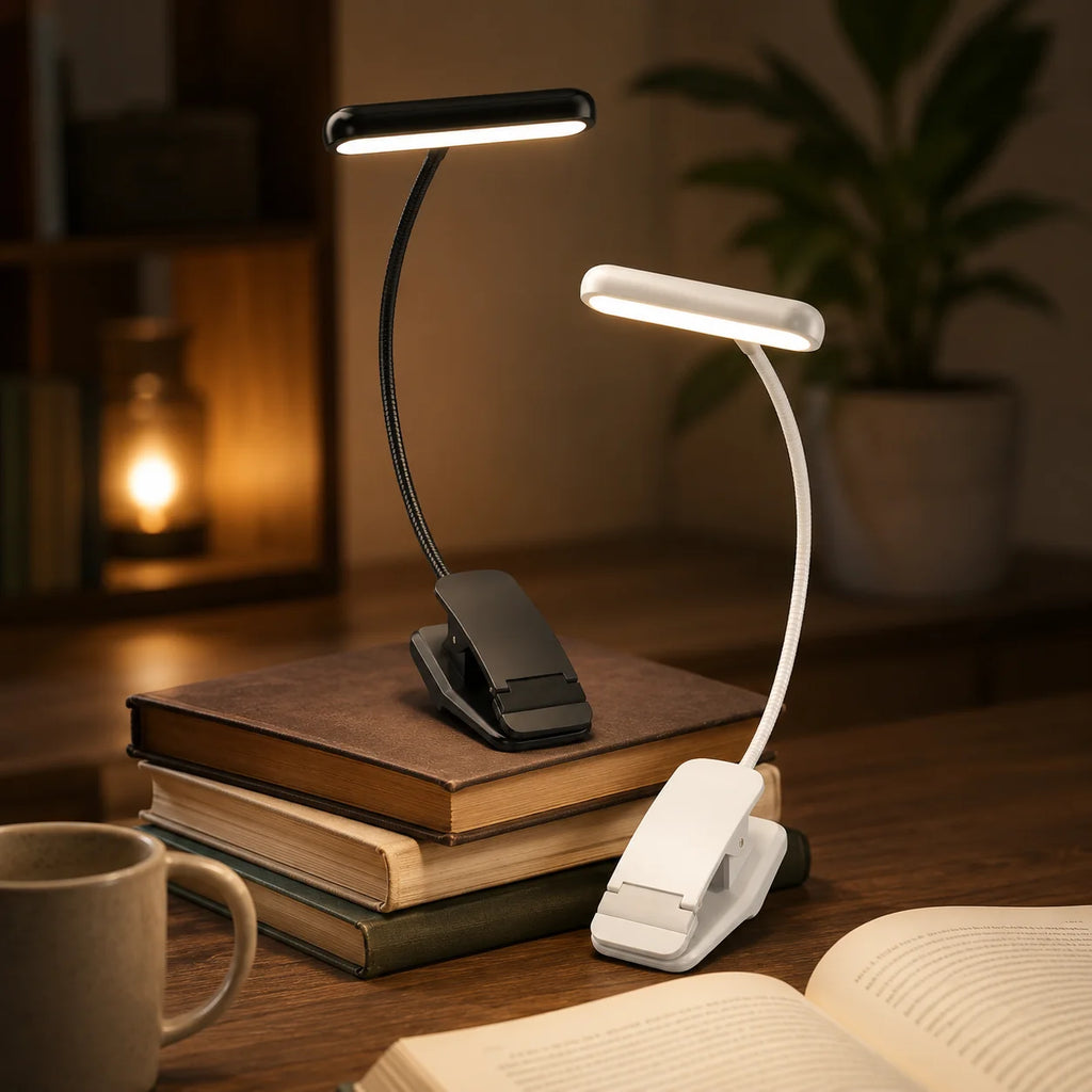 Clip-On Reading Light | USB-Rechargeable & Flexible Gooseneck | Up To 80-Hour Battery