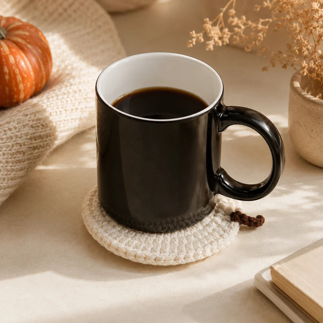 Coaster | Hand-Crocheted Textured Pumpkin | 3.94 x 3.94 in