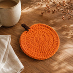 Coaster | Hand-Crocheted Textured Pumpkin | 3.94 x 3.94 in
