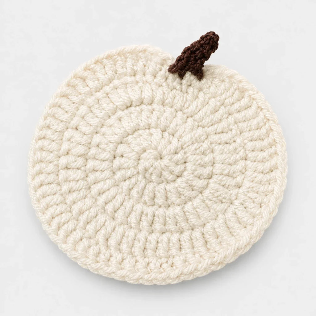 Coaster | Hand-Crocheted Textured Pumpkin | 3.94 x 3.94 in