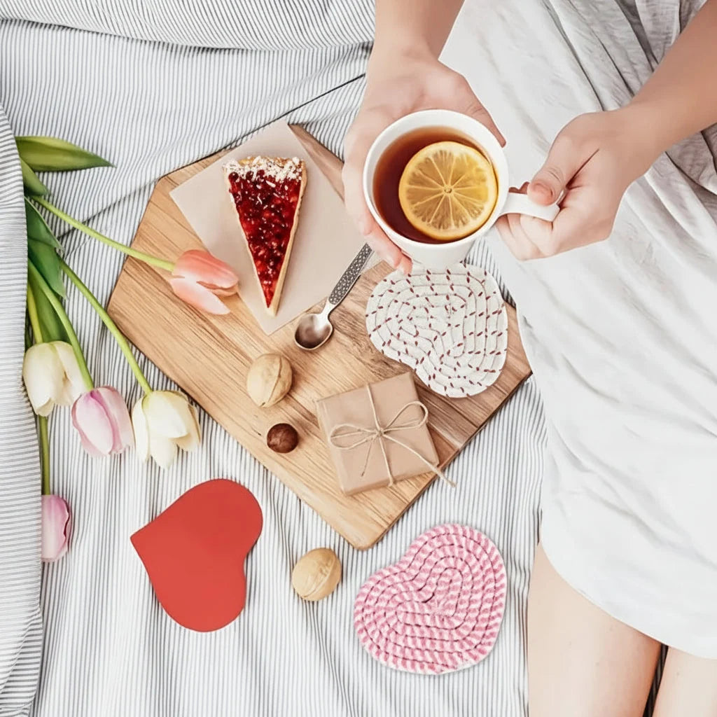 Coaster Set | Heart-Shaped Heat-Resistant & Non-Slip | Set of 4