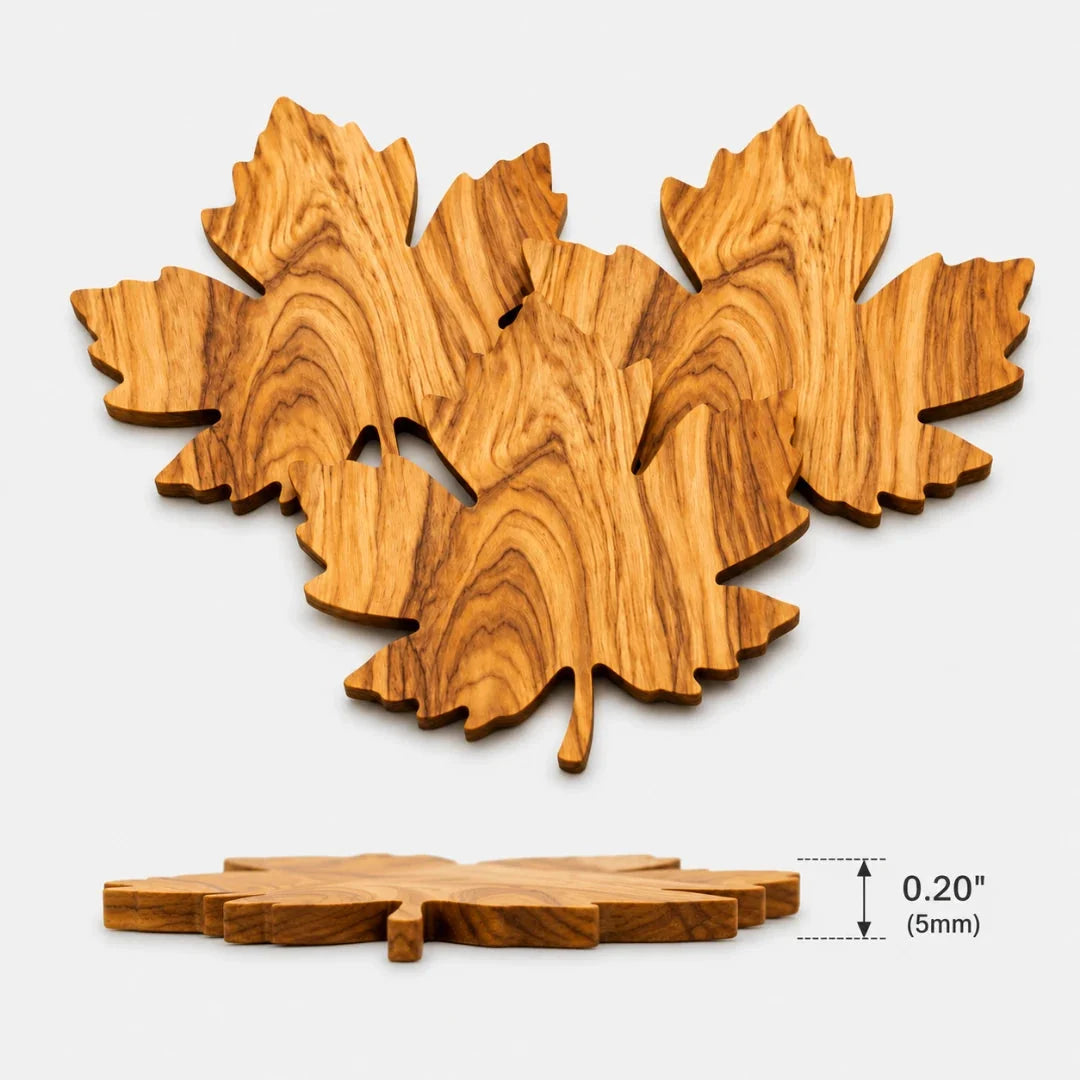 Coasters | Solid Maple Leaf-Shaped | Set of 3