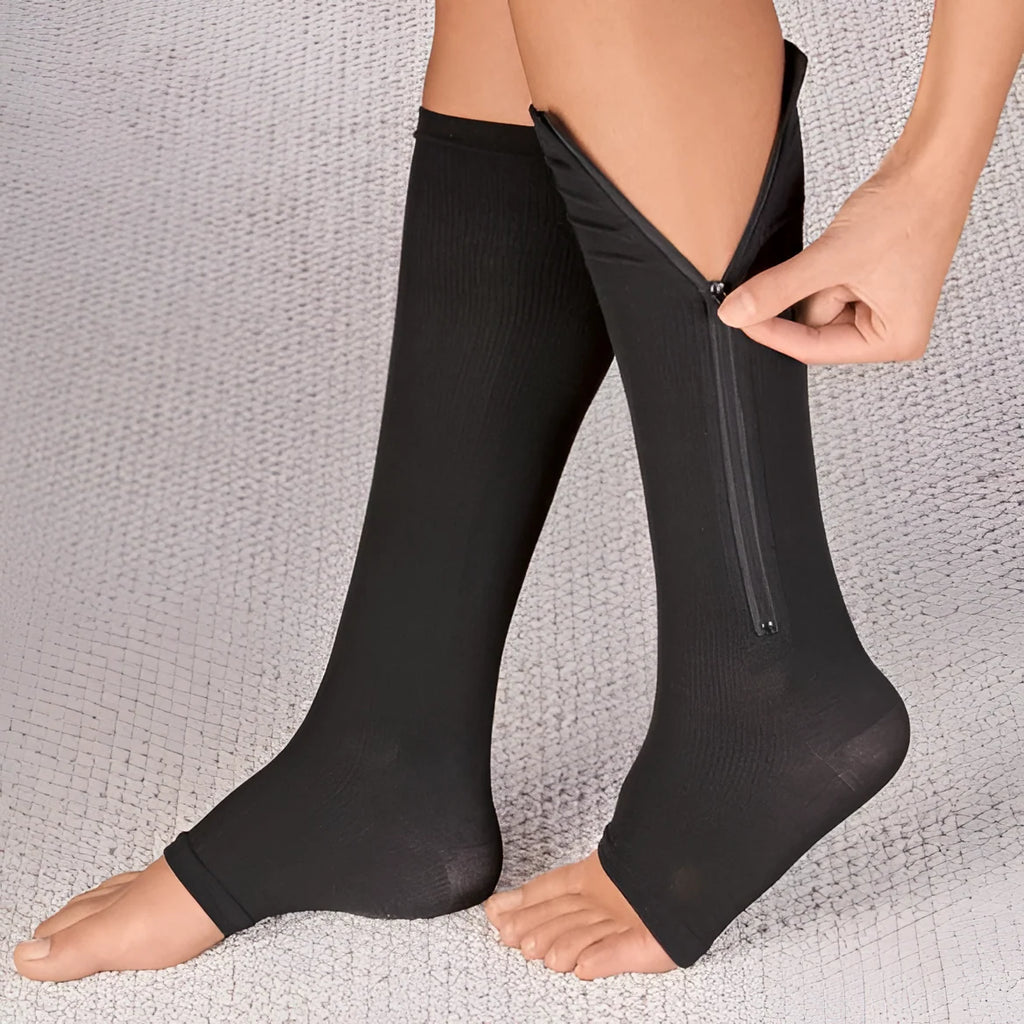 Compression Socks | Zippered Graduated 20-30 mmHg & Open Toe