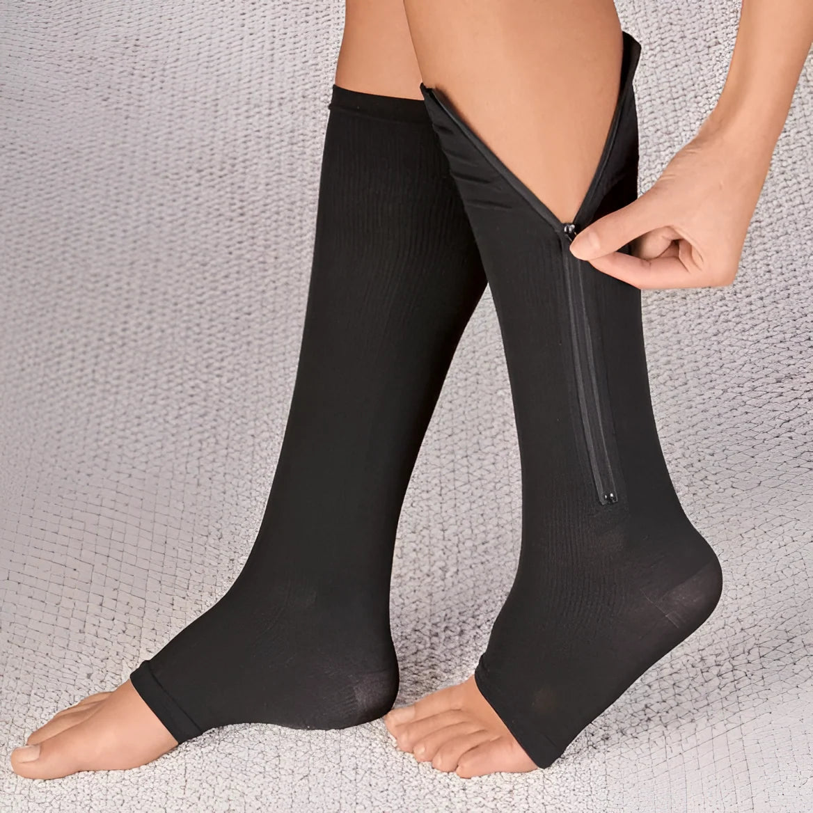 Compression Socks | Zippered Graduated 20-30 mmHg & Open Toe