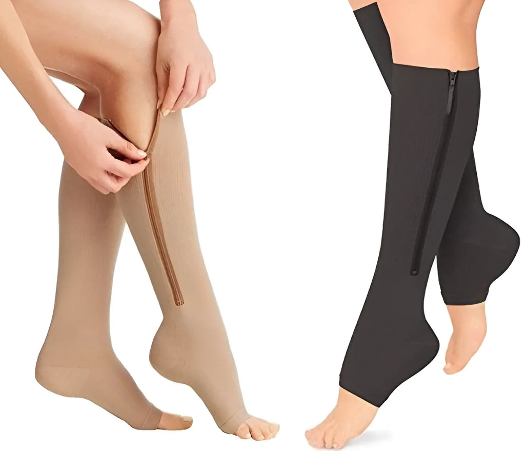 Compression Socks | Zippered Graduated 20-30 mmHg & Open Toe