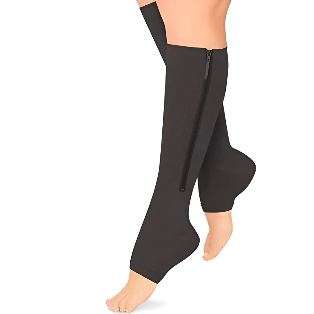 Compression Socks | Zippered Graduated 20-30 mmHg & Open Toe