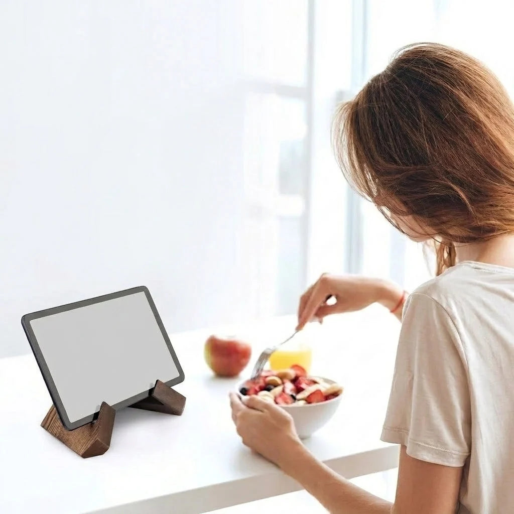 Cookbook Stand | Crossed Pivoting Arms & Folds Flat | Deep Brown Finish