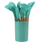 Cooking Utensil Set | BPA-Free Heat-Resistant Silicone & Bamboo Handles | Set of 12