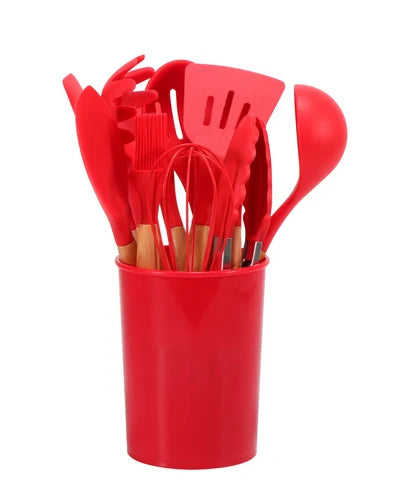 Cooking Utensils Set | Heat-Resistant Silicone & Bamboo Handles | 12-Piece Set