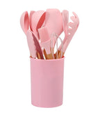 Cooking Utensils Set | Heat-Resistant Silicone & Bamboo Handles | 12-Piece Set