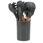 Cooking Utensils Set | Heat-Resistant Silicone & Bamboo Handles | 12-Piece Set