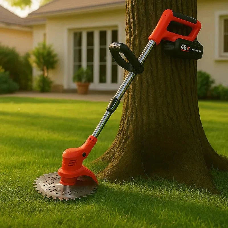 Cordless Brush Cutter | Adjustable Telescopic Handle & 90° Rotating Head | Includes 3 Interchangeable Blades
