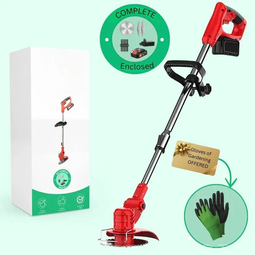 Cordless Brush Cutter | Adjustable Telescopic Handle & 90° Rotating Head | Includes 3 Interchangeable Blades
