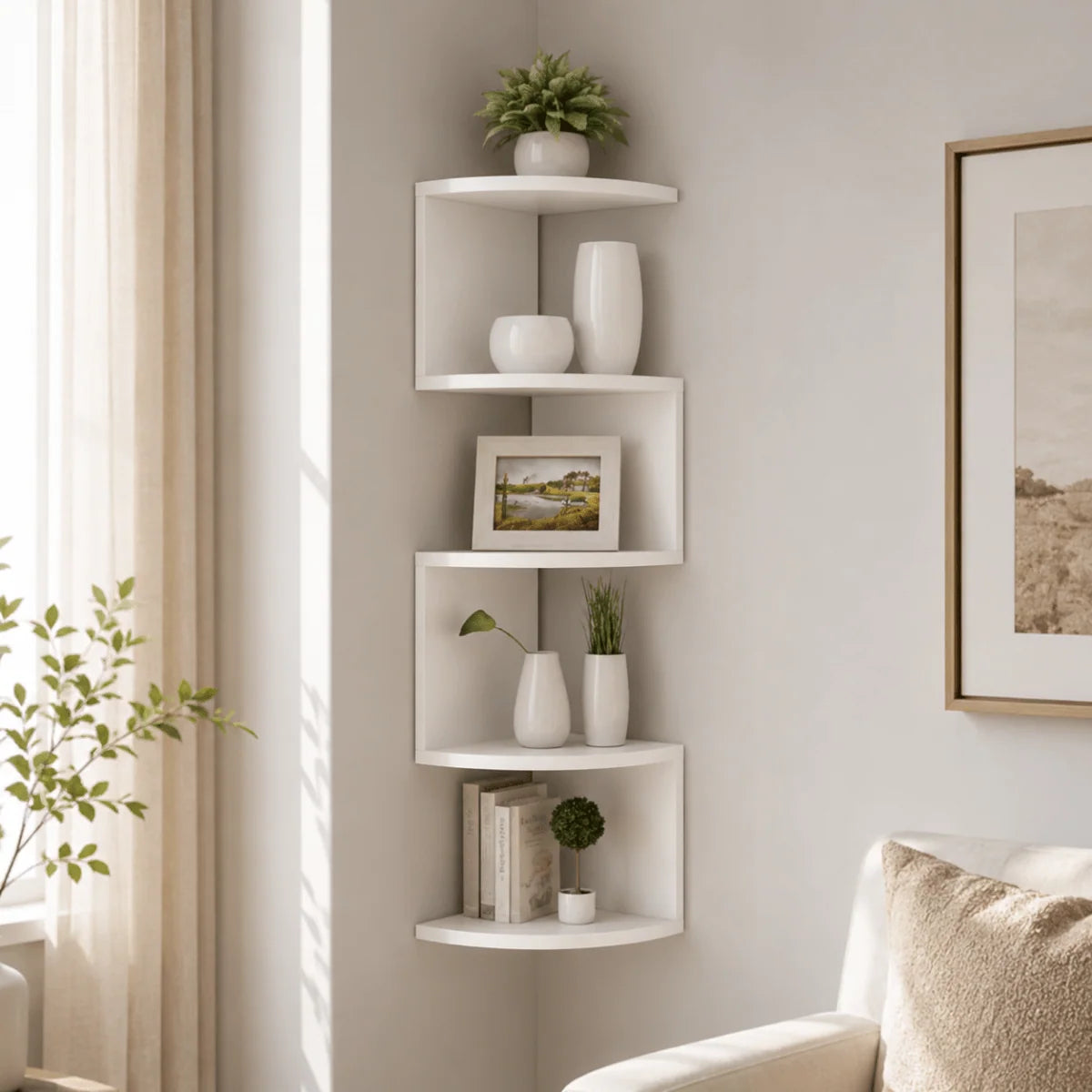 Corner Wall Shelf | Space-Saving Multi-Tier & Sturdy | 86 x 20 x 20 cm
