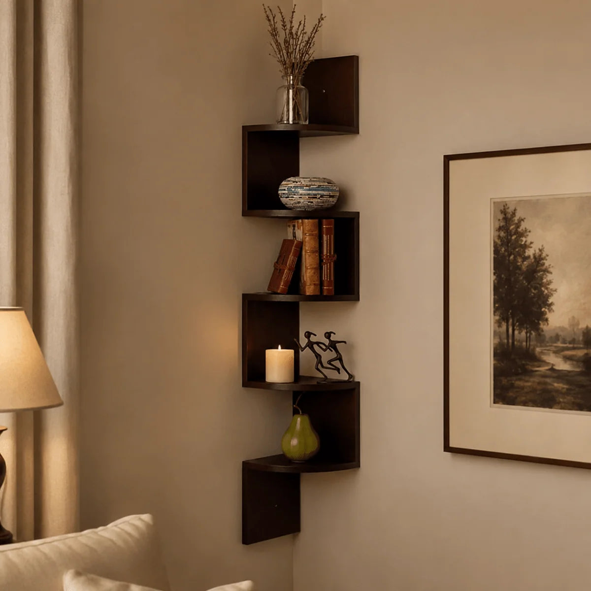 Corner Wall Shelf | Space-Saving Multi-Tier & Sturdy | 86 x 20 x 20 cm