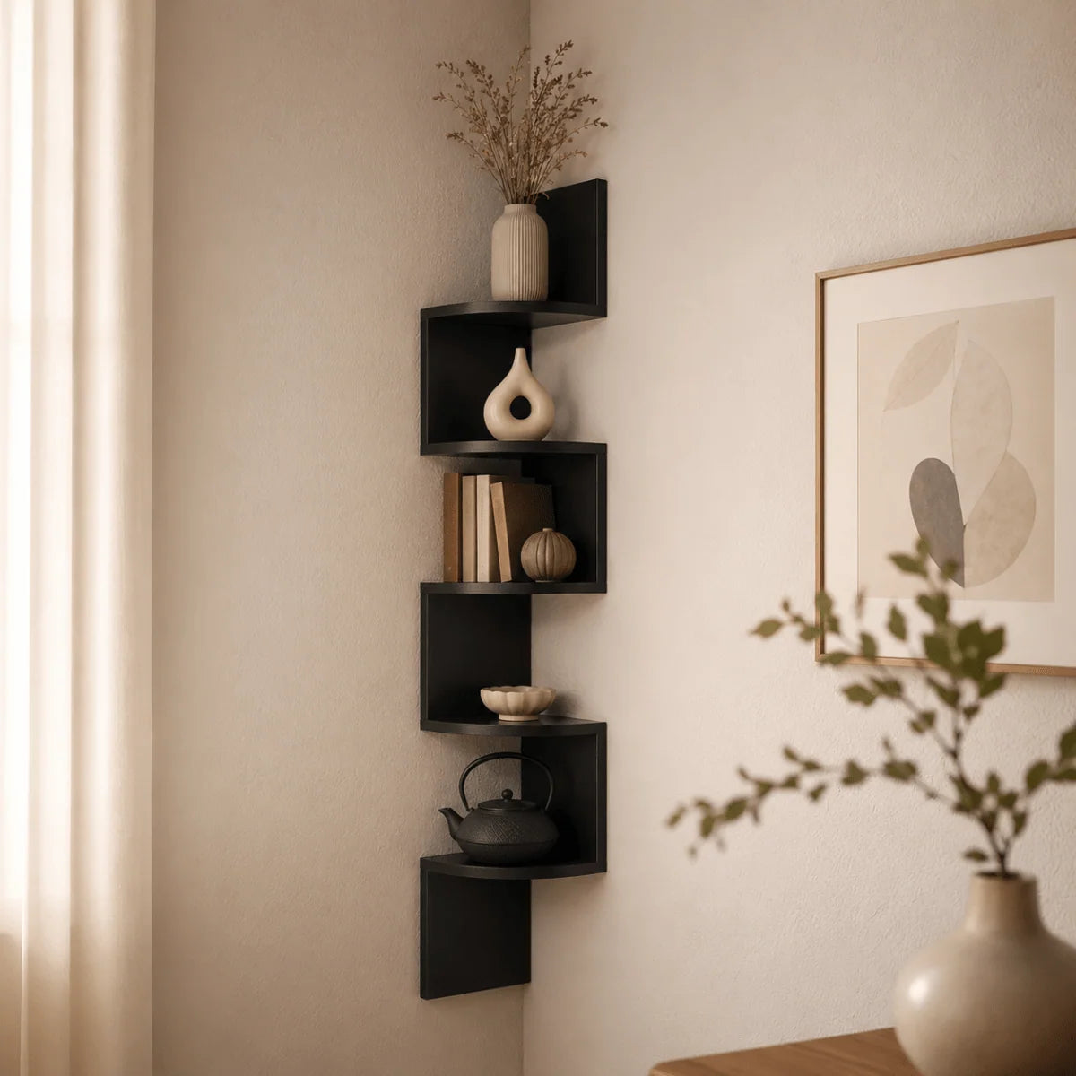 Corner Wall Shelf | Space-Saving Multi-Tier & Sturdy | 86 x 20 x 20 cm