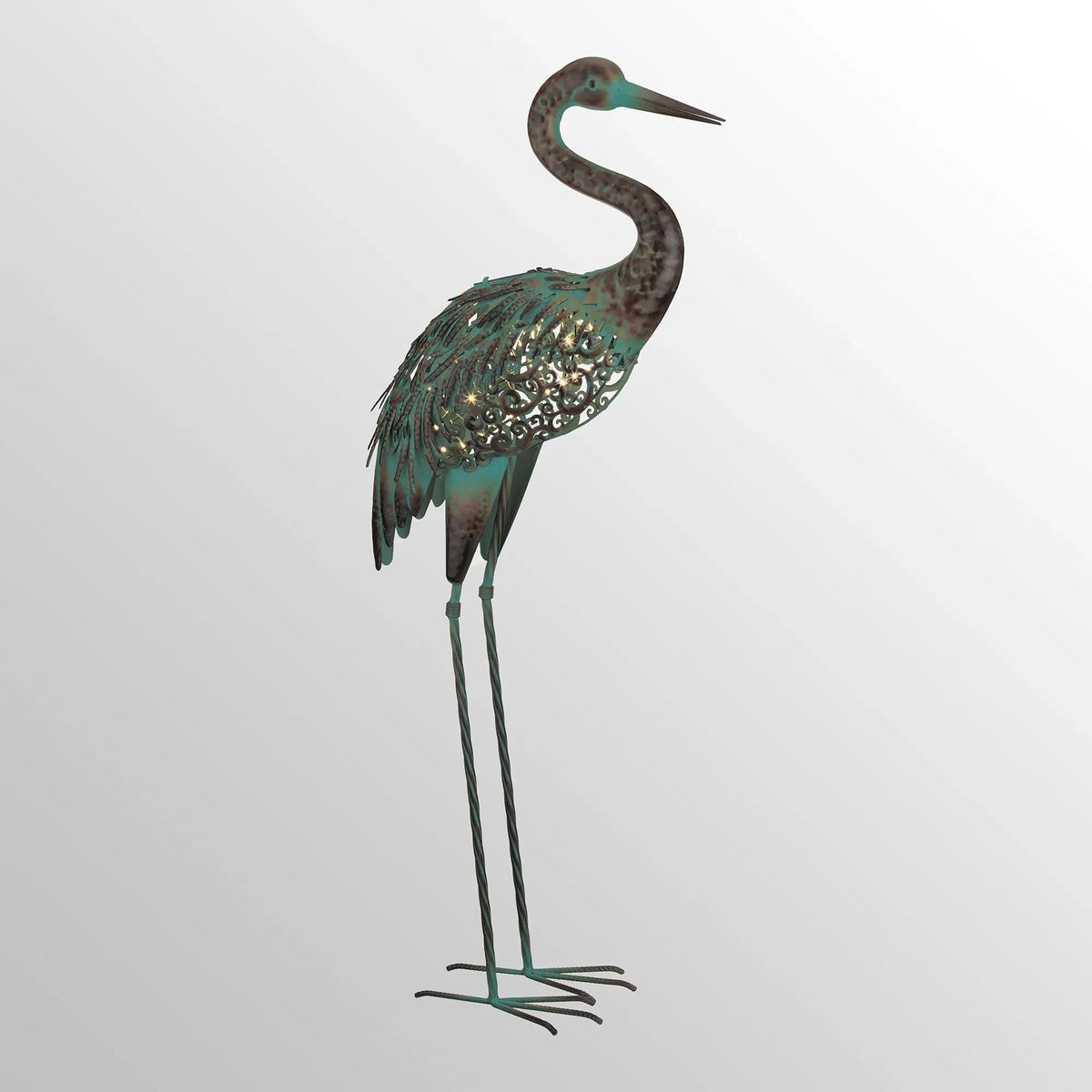 Crane Garden Statue | Solar Powered & Blinking Lights | 37 1/4 in Tall
