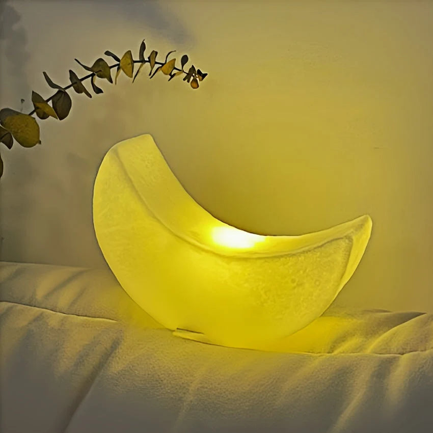 Crescent Moon Night Light | Battery-Operated & Frosted Shade | 25 cm