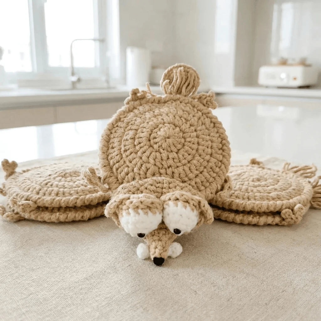 Crochet Coaster Set | Handmade Cute Animal Design | Set of 2