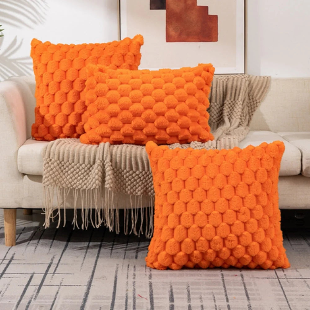 Cushion Cover | 3D Plush Grid Texture | Machine-Washable