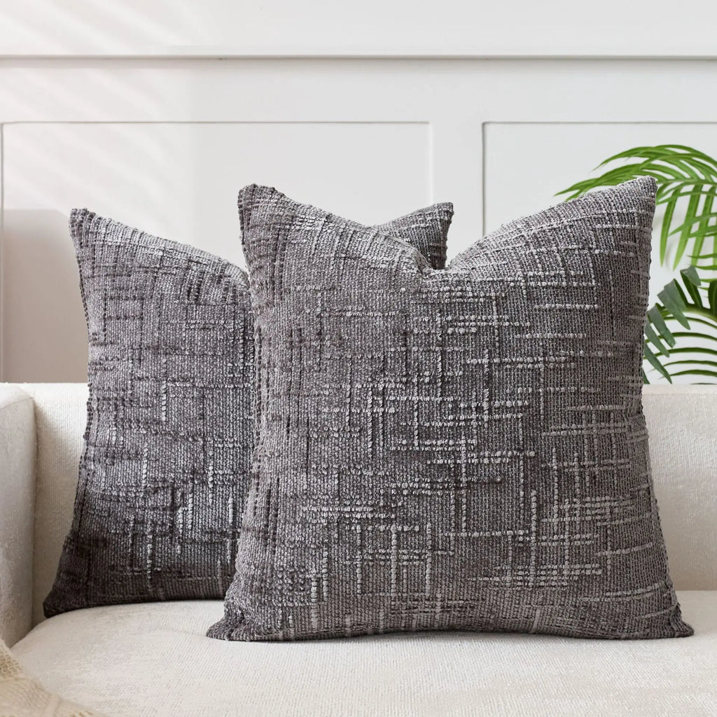 Cushion Cover | Chenille Fabric & Bamboo Texture | Solid Color
