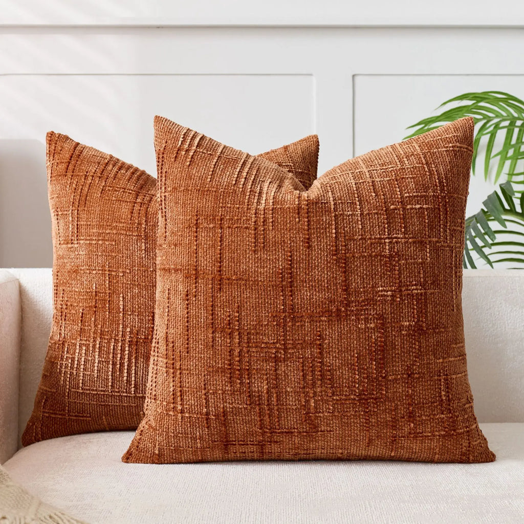 Cushion Cover | Chenille Fabric & Bamboo Texture | Solid Color