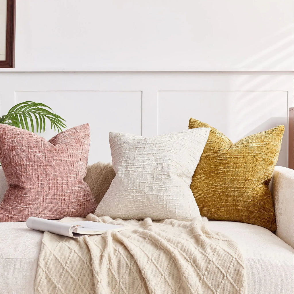 Cushion Cover | Chenille Fabric & Bamboo Texture | Solid Color