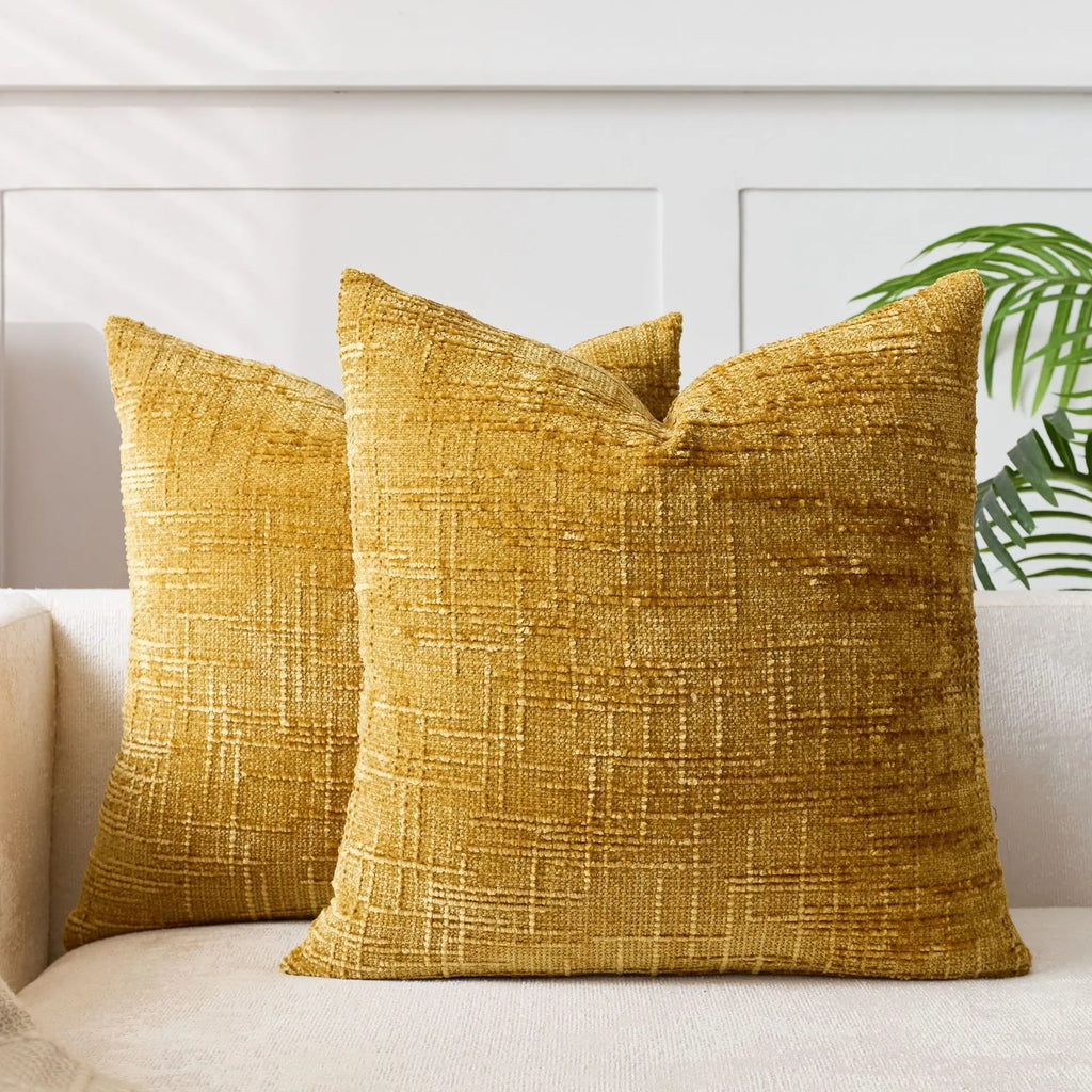 Cushion Cover | Chenille Fabric & Bamboo Texture | Solid Color