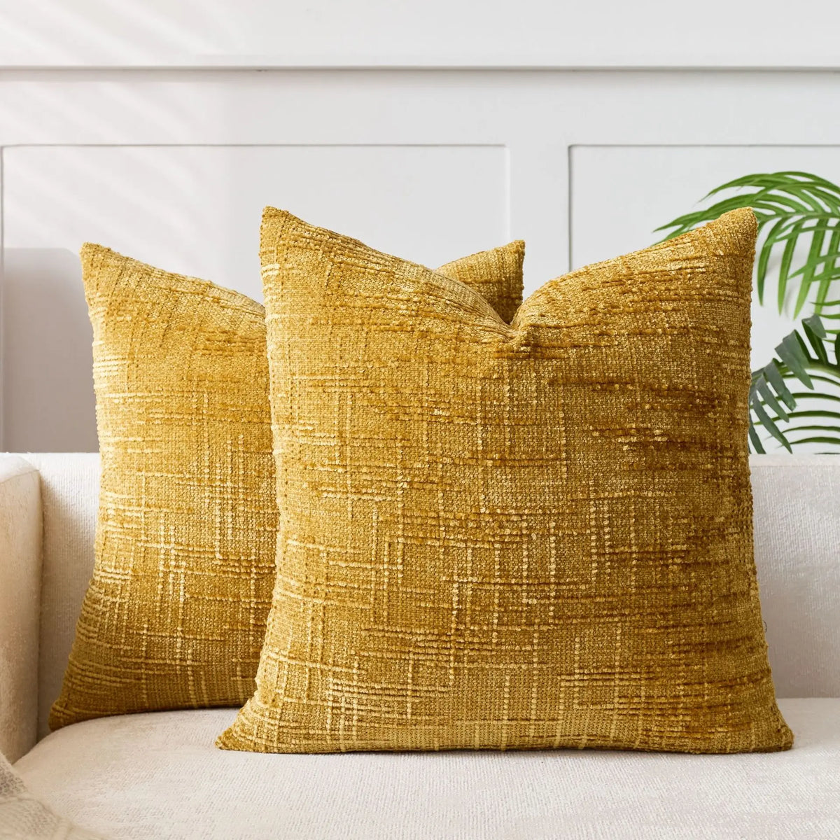 Cushion Cover | Chenille Fabric & Bamboo Texture | Solid Color