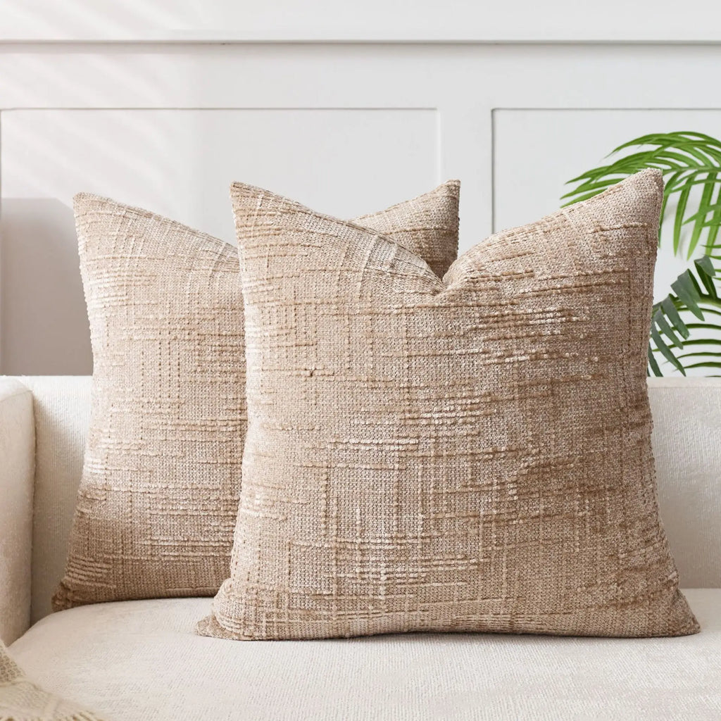 Cushion Cover | Chenille Fabric & Bamboo Texture | Solid Color