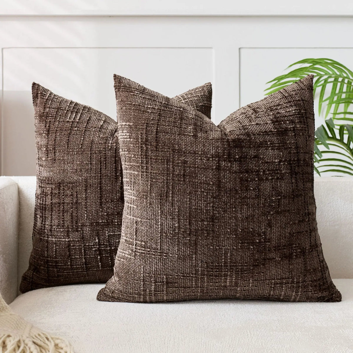 Cushion Cover | Chenille Fabric & Bamboo Texture | Solid Color