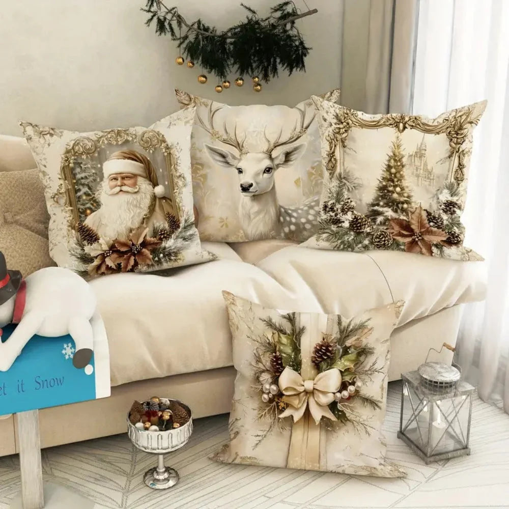 Cushion Cover | Christmas Gold Velvet Zippered & Machine-Washable