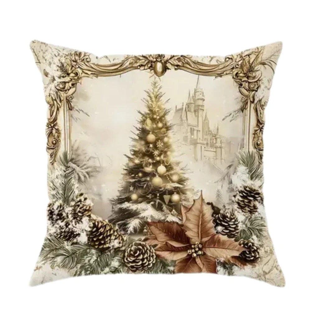 Cushion Cover | Christmas Gold Velvet Zippered & Machine-Washable