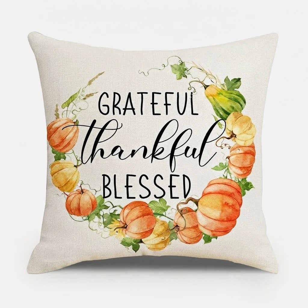 Cushion Cover | Pumpkin Print Cotton & Machine-Washable | 45 x 45 cm