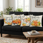 Cushion Cover | Pumpkin Print Cotton & Machine-Washable | 45 x 45 cm
