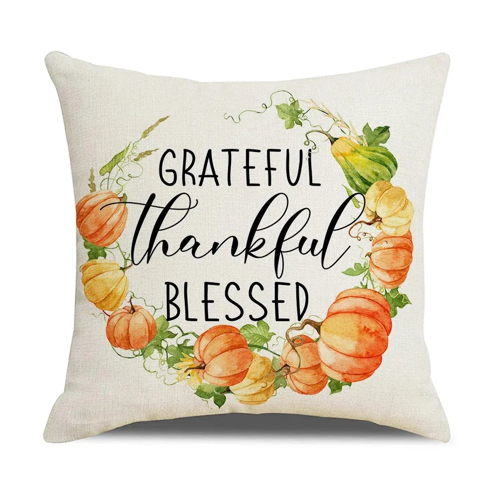 Cushion Cover | Pumpkin Print Cotton & Machine-Washable | 45 x 45 cm