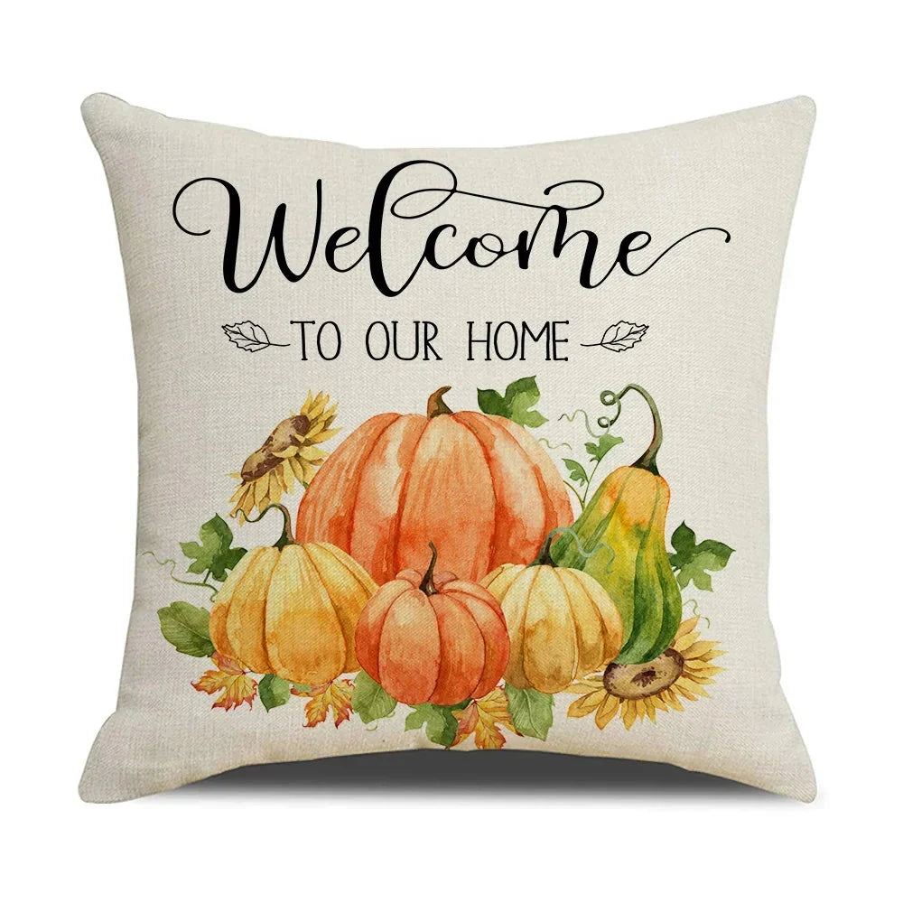 Cushion Cover | Pumpkin Print Cotton & Machine-Washable | 45 x 45 cm