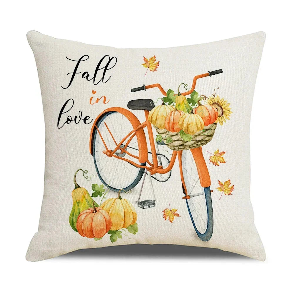 Cushion Cover | Pumpkin Print Cotton & Machine-Washable | 45 x 45 cm