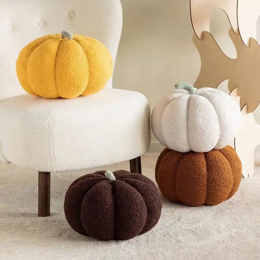 Decorative Cushion | Pumpkin Shape & Soft Textured Plush | 20 cm Diameter