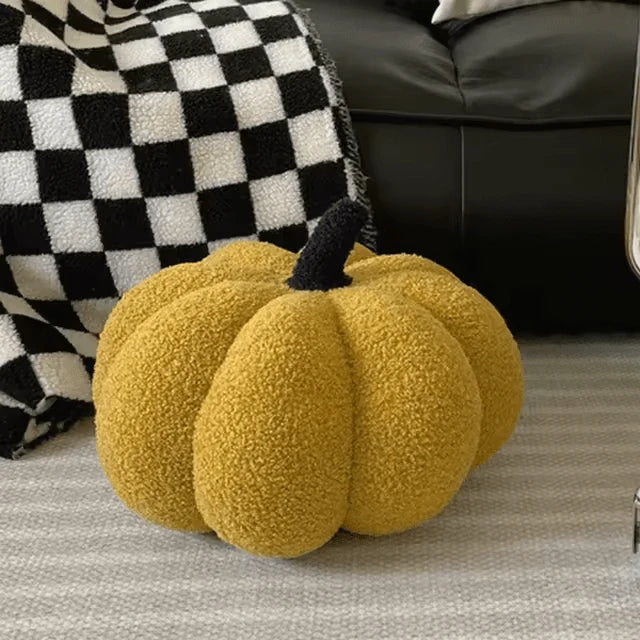 Decorative Cushion | Pumpkin Shape & Soft Textured Plush | 20 cm Diameter
