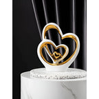 Decorative Figure | Porcelain Smooth-Glazed Double Heart | Tabletop Size