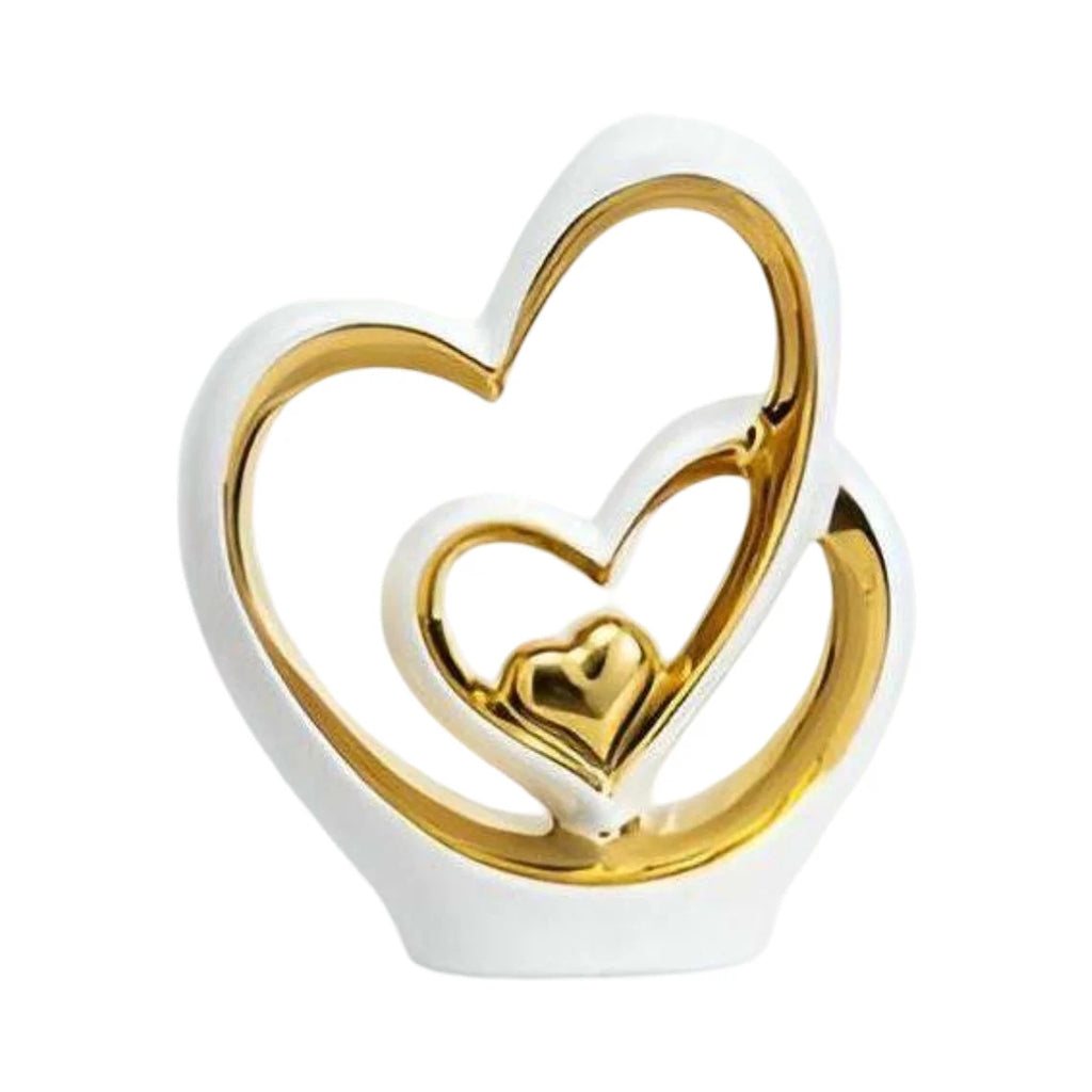 Decorative Figure | Porcelain Smooth-Glazed Double Heart | Tabletop Size
