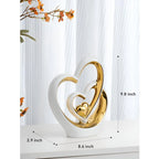 Decorative Figure | Porcelain Smooth-Glazed Double Heart | Tabletop Size